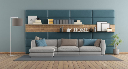 Sticker - Modern living room with sofa against paneling