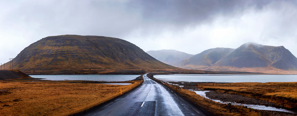 Icelandic road in Snaefellsnes peninsula of Iceland