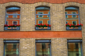 facade of an ancient building with windows