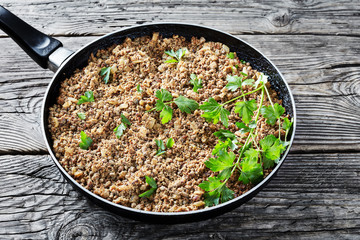 Wall Mural - ground liver with onion and spices, close-up