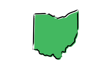 Wall Mural - Stylized green sketch map of Ohio