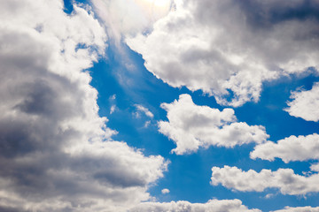 White clouds in a blue sky