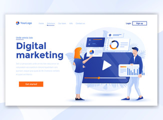 Poster - flat modern design of website template - digital marketing