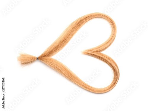 Heart Made Of Hair Strands On White Background Concept Of
