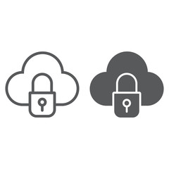 Poster - Cloud and lock line and glyph icon, data and protect, cloud security sign, vector graphics, a linear pattern on a white background.