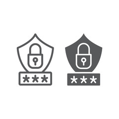 Poster - Password protection line and glyph icon, privacy and access, security sign, vector graphics, a linear pattern on a white background.