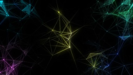Poster - Yellow signals travel through the web of plexuses. A seamless loop.
