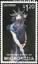 Sarah Benhardt Designed By Alphonse Mucha On Postage Stamp