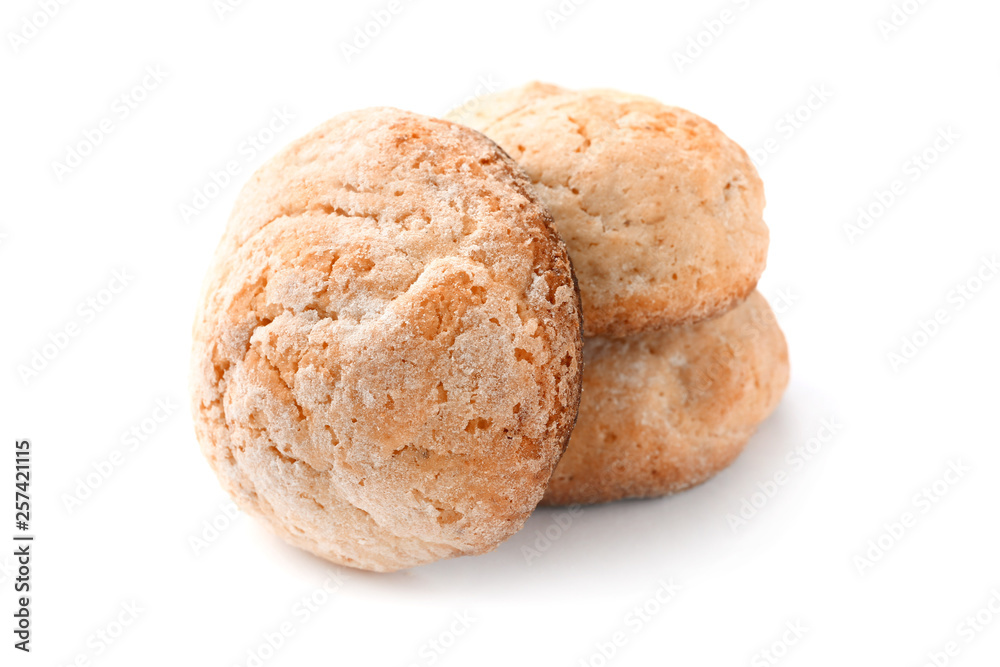 Tasty cookies on white background