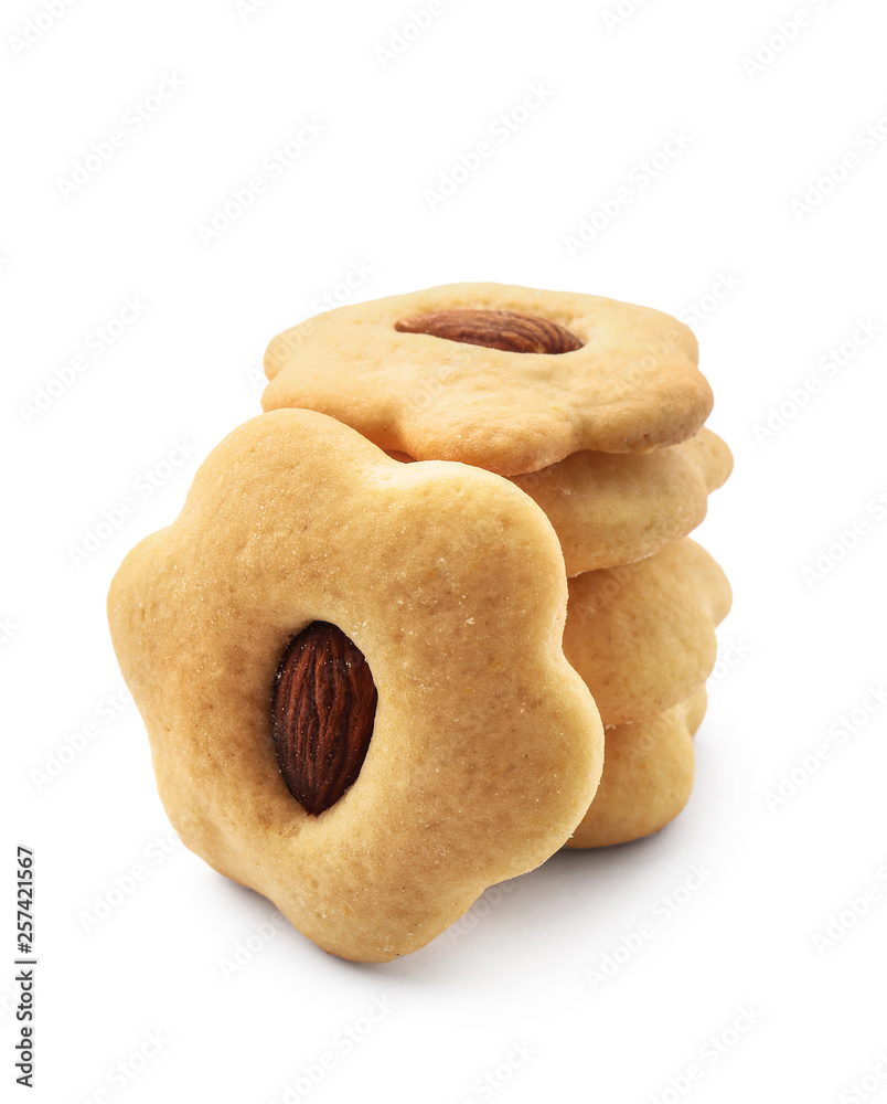 Tasty cookies on white background
