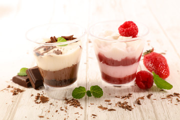 Poster - berry fruit mousse and chocolate cream