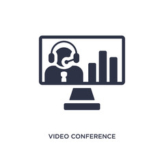 Wall Mural - video conference icon on white background. Simple element illustration from strategy concept.