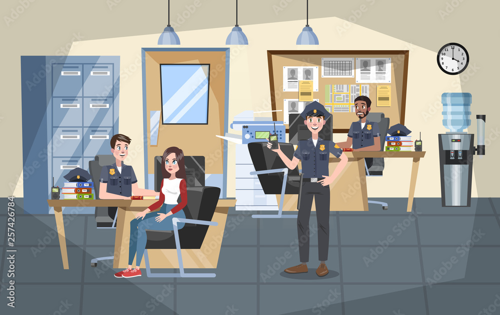 Police station building interior. Police officer inside Stock Vector ...