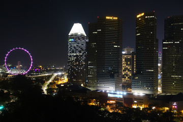 Poster - Singapore skyline by night