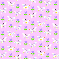 Sticker - butterflies and tulips pattern