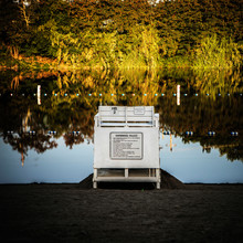 An Empty Life Guard Station Sits Along The Russian River.