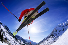 A Man Skiing At Snowbird, Utah.