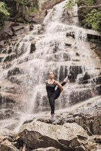Woman Practices Yoga, New Hampshire, USA