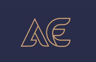 brown blue line alphabet letter AE A E logo combination company icon design