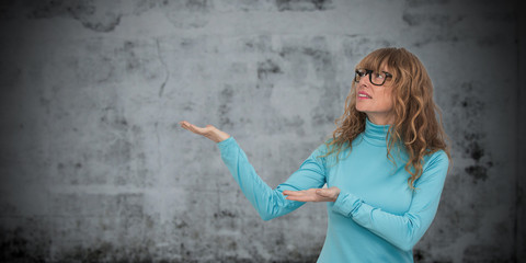 Wall Mural - isolated woman pointing