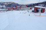 Fototapeta  - Winter holidays skiing at Sapporo Kokusai, Hokkaido, Japan.