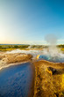 canvas print picture A landscape with Geysir, one of the biggest attraction of Iceland