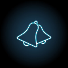Poster - Bells neon glow icon. Simple thin line, outline vector of Christmas, new year, joy icons for UI and UX, website or mobile application