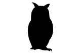 Fototapeta Dinusie - Owl bird, vector black color silhouette illustration for icon, logo, poster, banner. Abstract Wild animal, isolated without background For zoo, hunt shop, ildlife magazine, exhibition