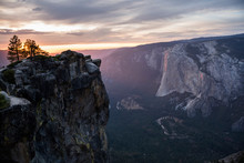 View Of Yosemite Valley From Taft Point At Sunrise. CA, USA.