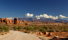 Desert Landscape With Rock Formations At Monument Valley, California, United States