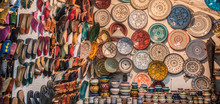 Ceramics And Slippers For Sale In Souk, Marrakesh, Morocco