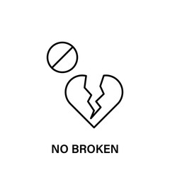 Poster - heart, thinking, ban, no broken icon. Element of human positive thinking icon. Thin line icon for website design and development, app development. Premium icon