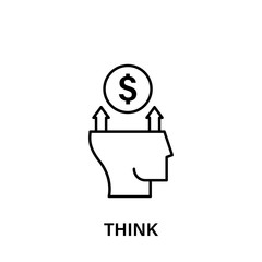 Poster - thinking, head, think, dollar, arrow, up icon. Element of human positive thinking icon. Thin line icon for website design and development, app development. Premium icon