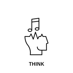 Poster - thinking, head, note, music, think icon. Element of human positive thinking icon. Thin line icon for website design and development, app development. Premium icon
