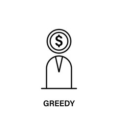 Poster - user, greedy, dollar, head icon. Element of human positive thinking icon. Thin line icon for website design and development, app development. Premium icon
