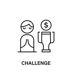 Poster - people, challenge, cup, dollar icon. Element of human positive thinking icon. Thin line icon for website design and development, app development. Premium icon