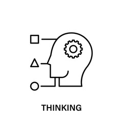 Poster - thinking, head, gear, shapes icon. Element of human positive thinking icon. Thin line icon for website design and development, app development. Premium icon