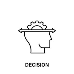 Poster - thinking, head, arrows, decision, gear icon. Element of human positive thinking icon. Thin line icon for website design and development, app development. Premium icon