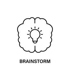 Poster - brain, bulb, brainstorm icon. Element of human positive thinking icon. Thin line icon for website design and development, app development. Premium icon