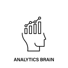 Poster - thinking, head, chart, analytics brain icon. Element of human positive thinking icon. Thin line icon for website design and development, app development. Premium icon