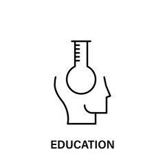 Poster - thinking, head, flask, education icon. Element of human positive thinking icon. Thin line icon for website design and development, app development. Premium icon