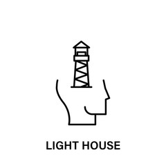 Poster - thinking, head, tower, light house icon. Element of human positive thinking icon. Thin line icon for website design and development, app development. Premium icon