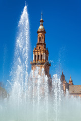 Wall Mural - Fountain and Architecture Vertical View