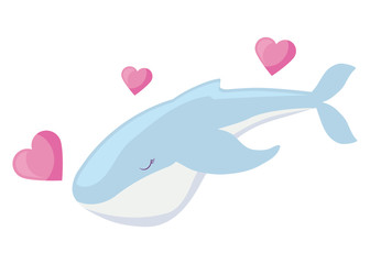 Poster - cute whale with hearts love