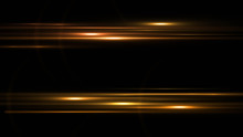 Golden Frame. Shining Rectangle Banner    Gold Lines With Light Effects  On Black  Background