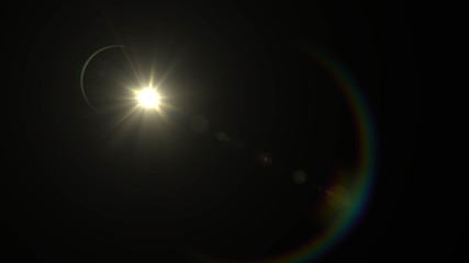 Lens flare  glow light effect  on black background. Easy to add overlay or screen filter over photos 