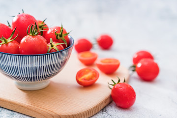 Fresh Cherry Tomatoes One Night Under White Background