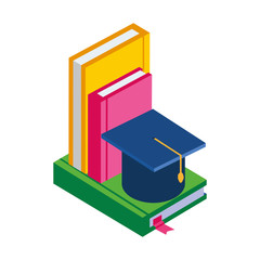 Sticker - text books with graduation hat