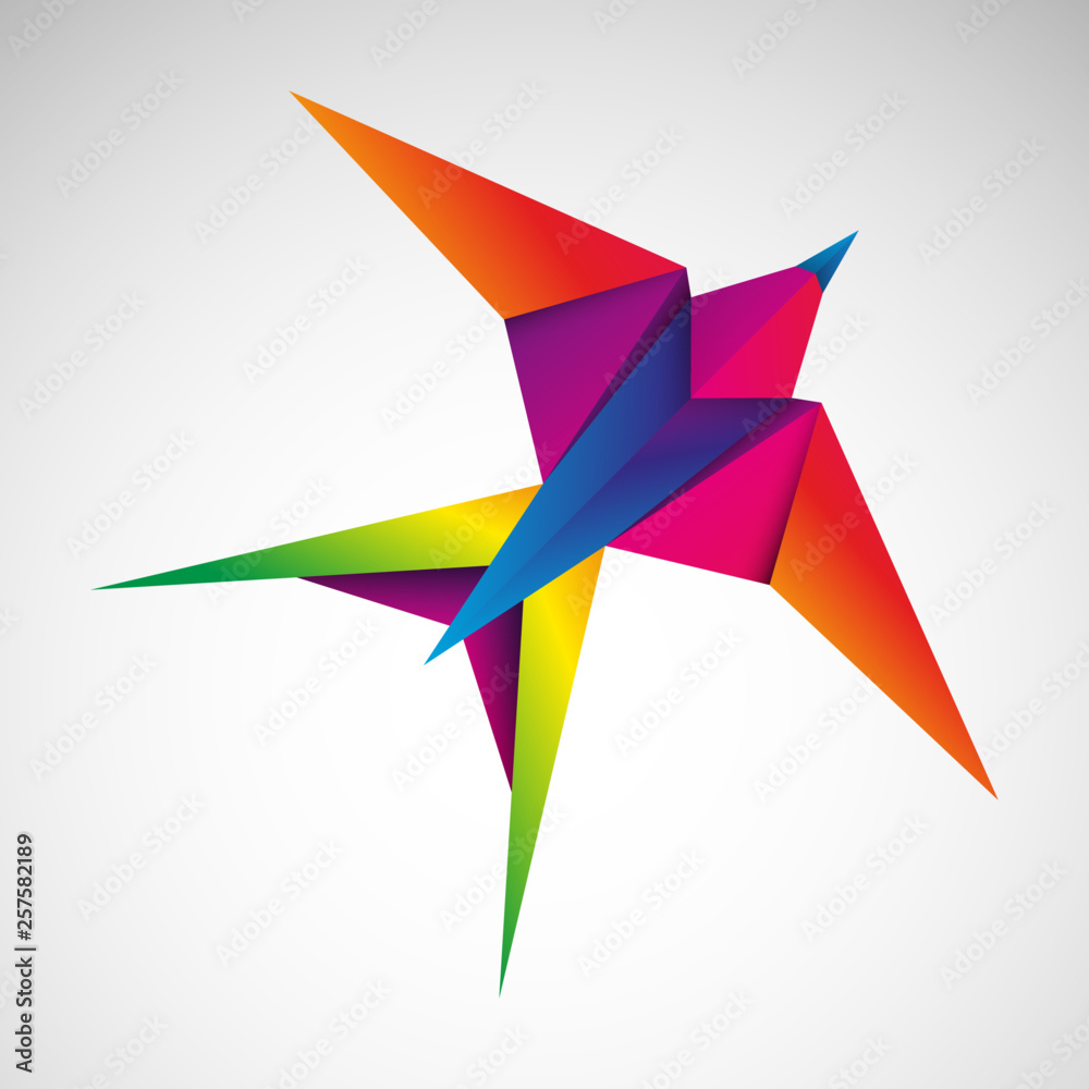Jaskółka origami. Logo wektor - obrazy, fototapety, plakaty 