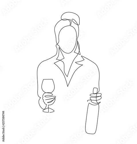 Women Holding Wine Glass And Bottle Continuous One Line Vector Drawing Buy This Stock Vector And Explore Similar Vectors At Adobe Stock Adobe Stock